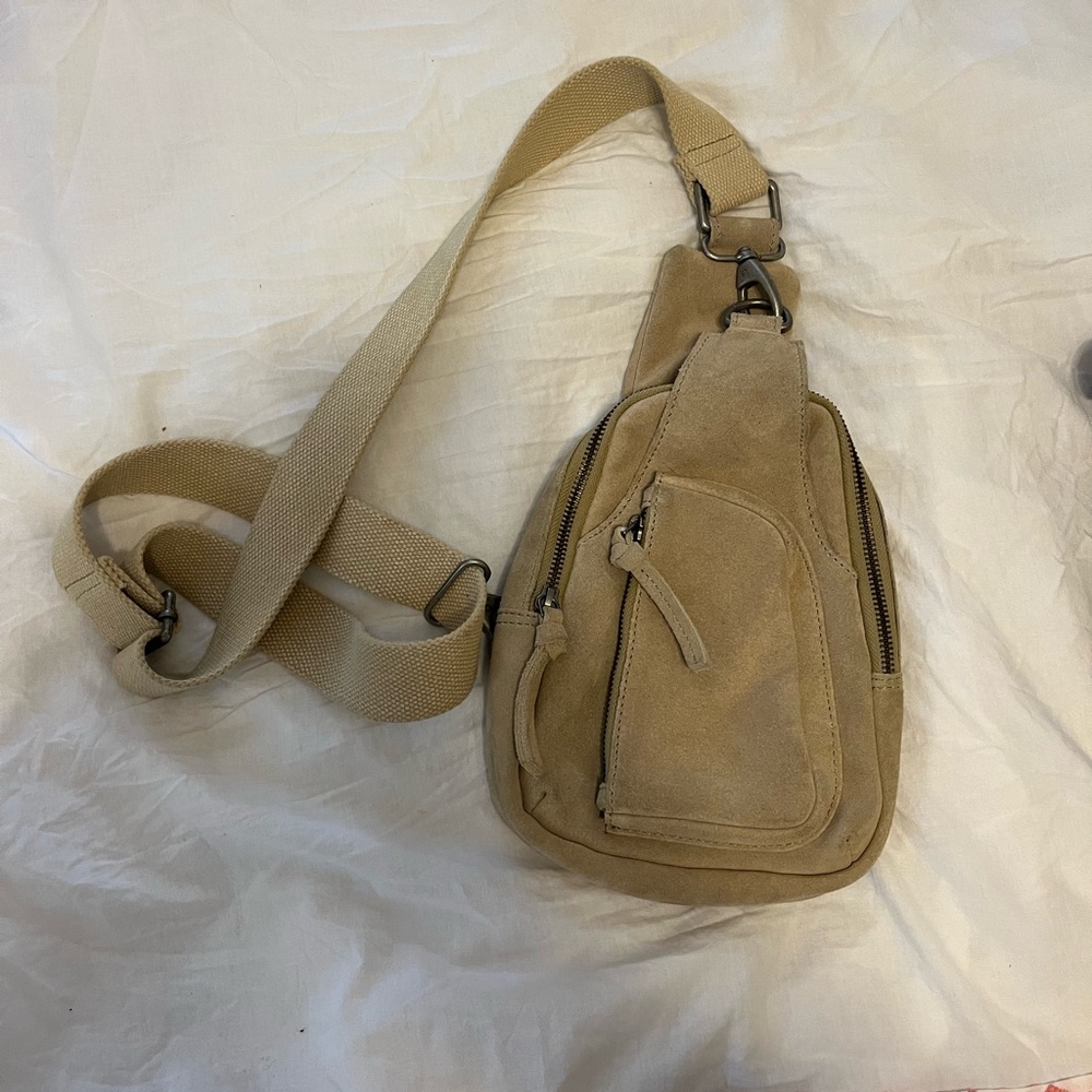 Free People Tan Suede Crossbody Mini Bag